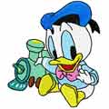 Donald Duck with train toy embroidery design