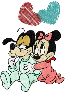 Goofy and Minnie we love machine embroidery design