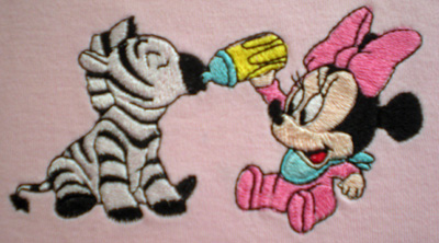 Mickey mouse and Zebra embroidery design