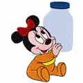 Mini Minnie with a bottle of milk