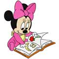 Minnie Mouse reading a book machine embroidery design