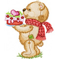 Teddy Bear with cake machine embroidery design