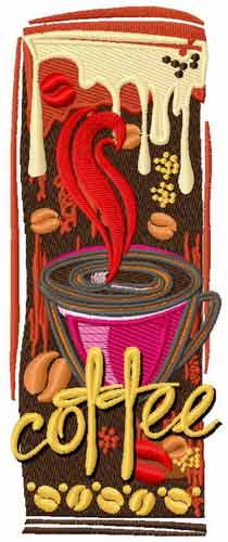 Modern Coffee badge 2 embroidery design