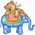 Teddy Bear and elephant machine embroidery design