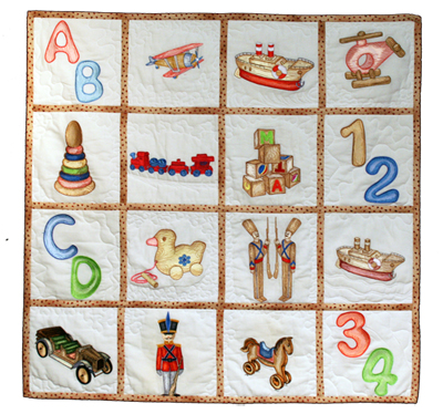 wooden toys quilt with machine embroidery design