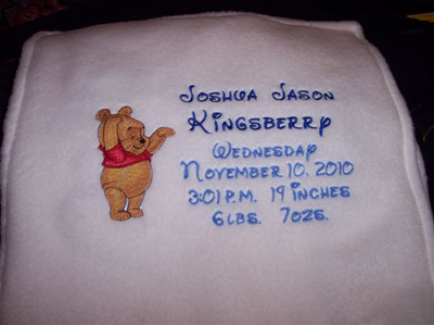 baby pooh embroidered towel
