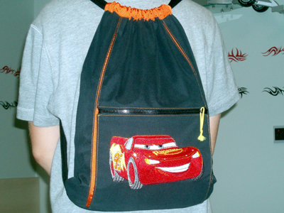 Backpack with Lightning McQueen embroidery