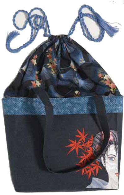 oriental bag design with geisha embroidery