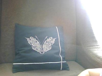 pillow with free machine embroidery design