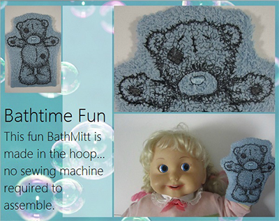 bathmitt with teddy bear embroidery design
