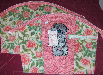2 parts from bag with teddy bear embroide