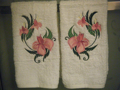 towel with denisov igor elegant flower embroidery design