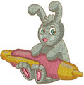 Bunny with pen machine embroidery design