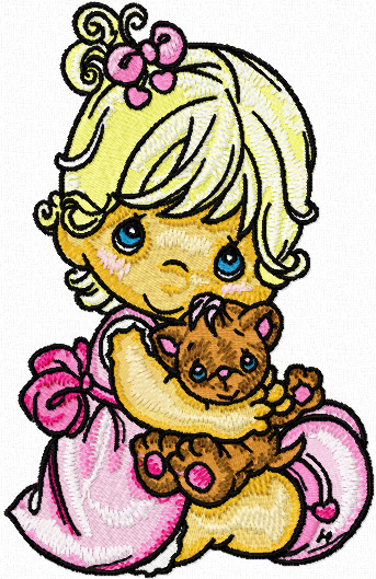 Precious Moments Girl and toy machine embroidery design