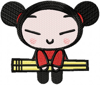 Pucca like sushi embroidery design