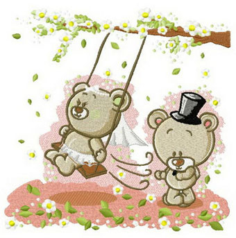 Teddy Bear wedding 4 machine embroidery design