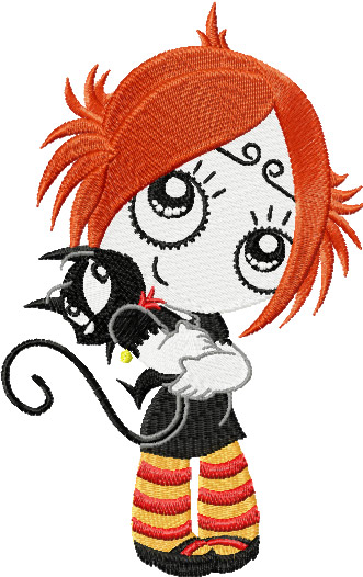 Ruby Gloom love kitty embroidery design