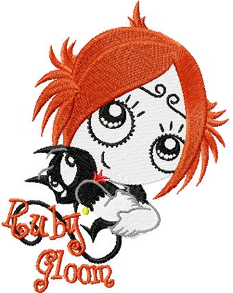 Ruby Gloom with kitty embroidery design for download