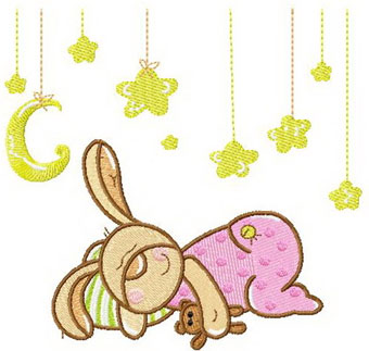 Cute Bunny sweet dream machine embroidery design