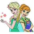 Anna and Elsa summer embroidery design