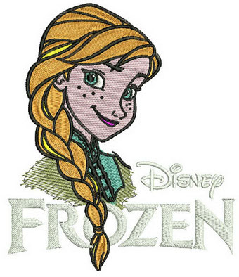 Anna with Frozen logo machine embroidery design