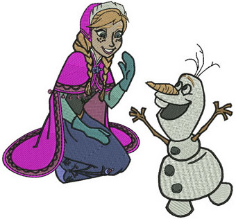 Anna and Olaf machine embroidery design