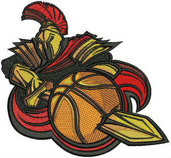Basketball mascot machine embroidery design