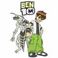 Ben Ten and alien machine embroidery design