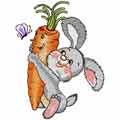 Bunny carrot embroidery design