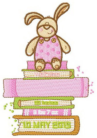 Bunny book keeper machine embroidery design