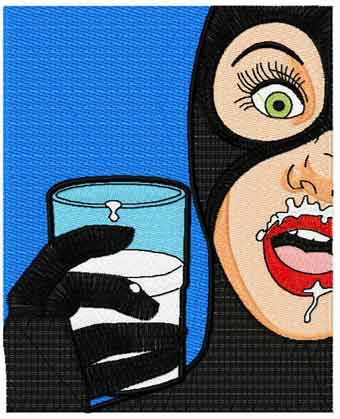 Catwoman drink milk embrodiery design