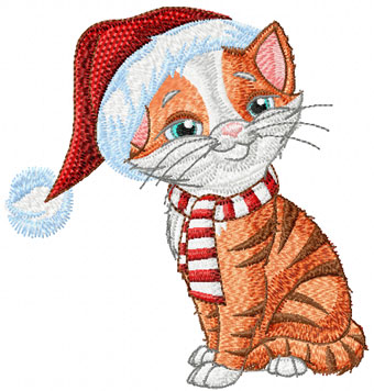 Christmas Cat machine embroidery design