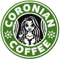 Coronian coffee badge embroidery design