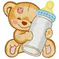 Cute Teddy with bottle embroidery design