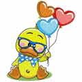 Cute duck with balloon embroidery design