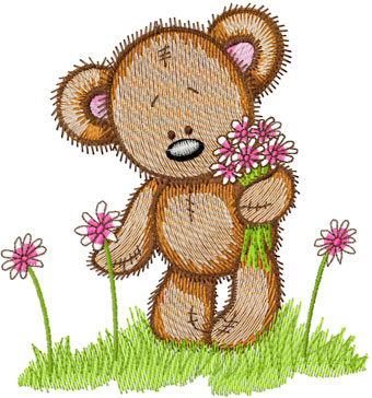Teddy Bear spring embroidery design