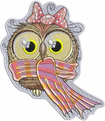 Cute winter owl embroidery design