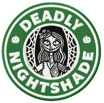 Deadly coffee badge embroidery design