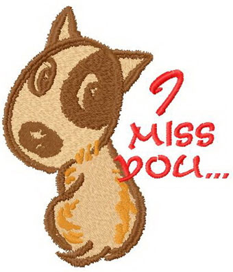Dog miss you machine embroidery design