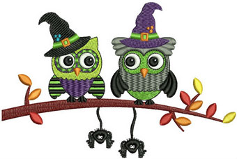 Halloween owls machine embroidery design
