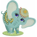 Happy Elephant  embroidery design