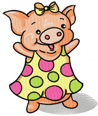 Happy piglet machine embroidery design