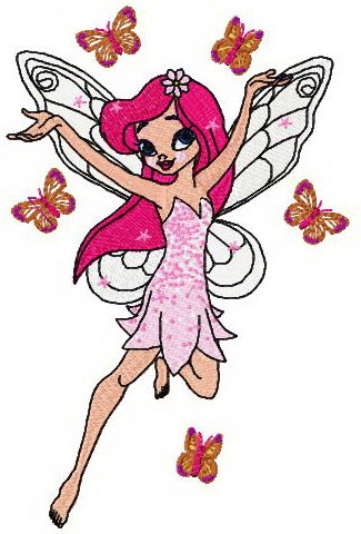 Young happy fairy machine embroidery design