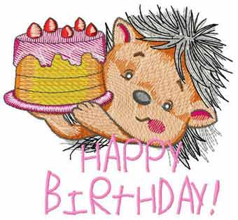 Hedgehog with cake 2 embroidery design