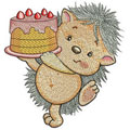 Hedgehog with cake machine embroidery design