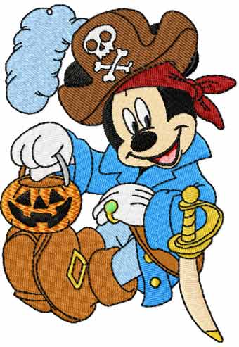 Mickey Mouse pirate machine embroidery design