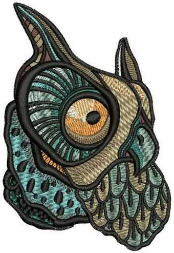 Owl head machine embroidery design