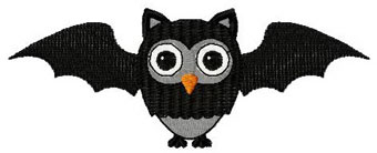 Owl in bat machine embroidery design