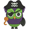 Owl pirate machine embroidery design