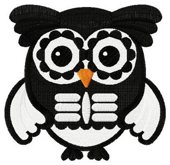 Owl skeleton machine embroidery design